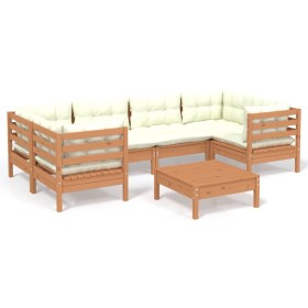 vidaXL 7-tlg. Garten-Lounge-Set mit Kissen Honigbraun Kiefernholz