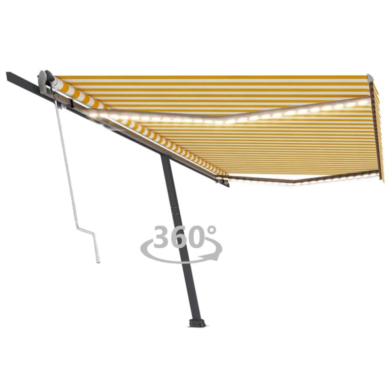 Automatische Markise mit LED & Windsensor 500x300 Gelb/Weiß Automatische Markise mit LED & Windsensor 500x300 Gelb/Weiß
