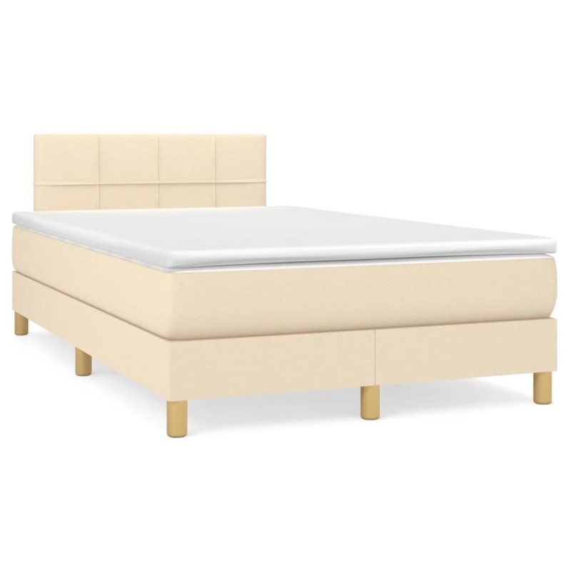 vidaXL Boxspringbett mit Matratze & LED Creme 120x190 cm Stoff vidaXL Boxspringbett mit Matratze & LED Creme 120x190 cm Stoff