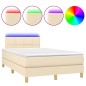 vidaXL Boxspringbett mit Matratze & LED Creme 120x190 cm Stoff vidaXL Boxspringbett mit Matratze & LED Creme 120x190 cm Stoff