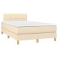 vidaXL Boxspringbett mit Matratze & LED Creme 120x190 cm Stoff vidaXL Boxspringbett mit Matratze & LED Creme 120x190 cm Stoff