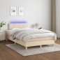 vidaXL Boxspringbett mit Matratze & LED Creme 120x190 cm Stoff vidaXL Boxspringbett mit Matratze & LED Creme 120x190 cm Stoff