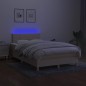 vidaXL Boxspringbett mit Matratze & LED Creme 120x190 cm Stoff vidaXL Boxspringbett mit Matratze & LED Creme 120x190 cm Stoff