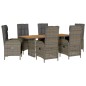 vidaXL 7-tlg. Garten-Essgruppe mit Kissen Grau Poly Rattan vidaXL 7-tlg. Garten-Essgruppe mit Kissen Grau Poly Rattan