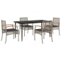 vidaXL 5-tlg. Garten-Essgruppe mit Kissen Grau Poly Rattan vidaXL 5-tlg. Garten-Essgruppe mit Kissen Grau Poly Rattan