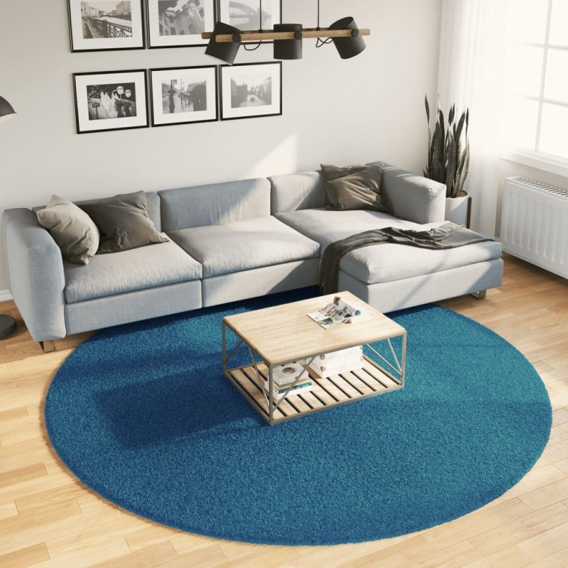 vidaXL Teppich OVIEDO Kurzflor Türkis Ø 240 cm vidaXL Teppich OVIEDO Kurzflor Türkis Ø 240 cm