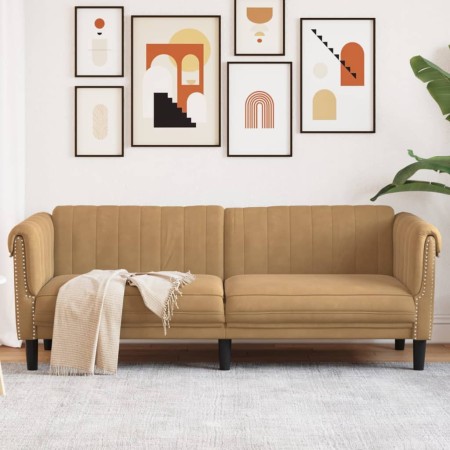 vidaXL Sofa 3-Sitzer Braun Samt