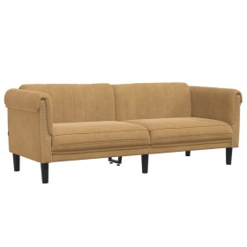 vidaXL Sofa 3-Sitzer Braun Samt