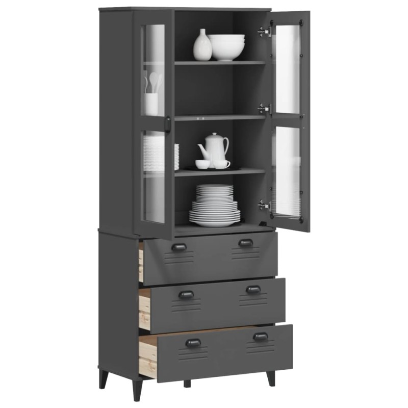 vidaXL Highboard VIKEN Anthrazit 80x40x190 cm Massivholz Kiefer vidaXL Highboard VIKEN Anthrazit 80x40x190 cm Massivholz Kiefer