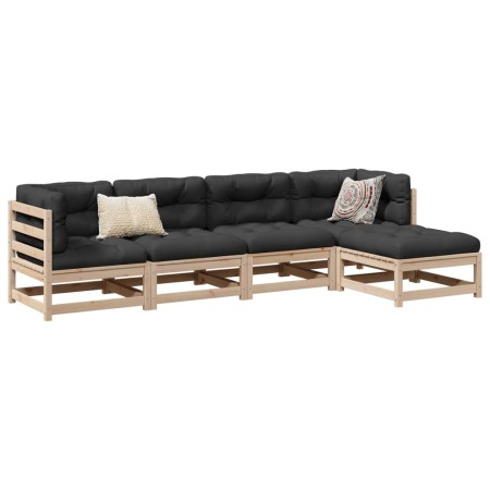 vidaXL 5-tlg. Garten-Sofagarnitur Massivholz Kiefer
