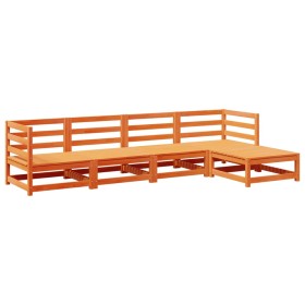 vidaXL 5-tlg. Garten-Sofagarnitur Wachsbraun Massivholz Kiefer
