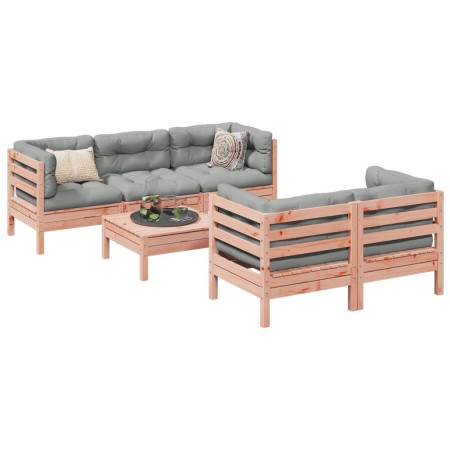 vidaXL 6-tlg. Garten-Sofagarnitur mit Kissen Massivholz Douglasie