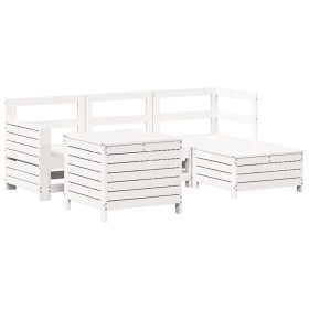 vidaXL 5-tlg. Garten-Sofagarnitur Weiß Massivholz Kiefer