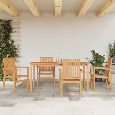 vidaXL 5-tlg. Garten-Essgruppe Massivholz Teak