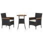 vidaXL 3-tlg. Garten-Bistro-Set mit Kissen Schwarz Poly Rattan vidaXL 3-tlg. Garten-Bistro-Set mit Kissen Schwarz Poly Rattan