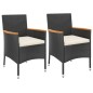 vidaXL 3-tlg. Garten-Bistro-Set mit Kissen Schwarz Poly Rattan vidaXL 3-tlg. Garten-Bistro-Set mit Kissen Schwarz Poly Rattan