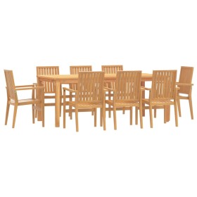 vidaXL 9-tlg. Garten-Essgruppe Massivholz Teak
