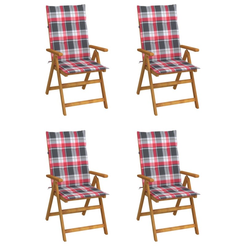 vidaXL Hochlehner Verstellbar 4 Stk. mit Auflagen Massivholz Akazie vidaXL Hochlehner Verstellbar 4 Stk. mit Auflagen Massivholz Akazie