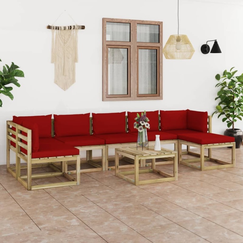 8-tlg. Garten-Lounge-Set mit Kissen Imprägniertes Kiefernholz 8-tlg. Garten-Lounge-Set mit Kissen Imprägniertes Kiefernholz