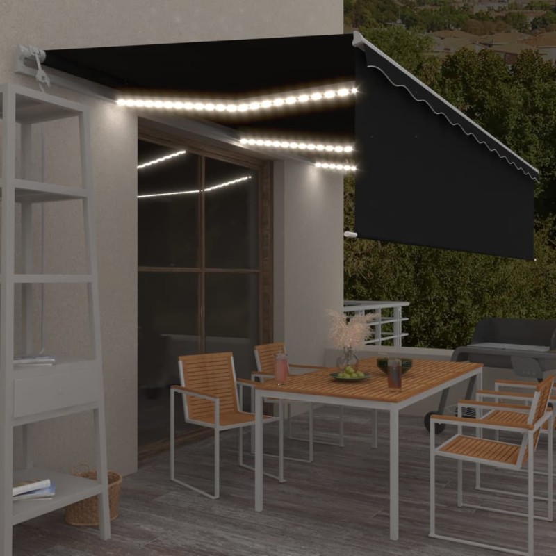 vidaXL Markise Automatisch mit Rollo LED Windsensor 6x3m Anthrazit vidaXL Markise Automatisch mit Rollo LED Windsensor 6x3m Anthrazit
