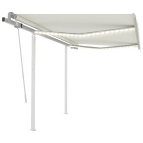vidaXL Markise Manuell Einziehbar mit LED 3x2,5 m Creme