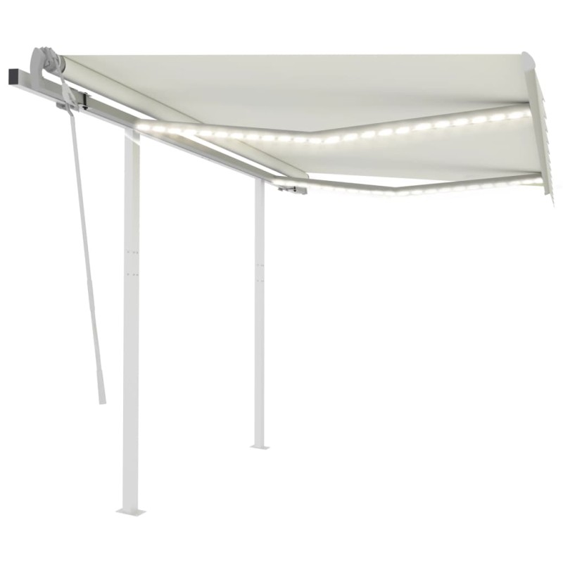 vidaXL Markise Manuell Einziehbar mit LED 3x2,5 m Creme vidaXL Markise Manuell Einziehbar mit LED 3x2,5 m Creme