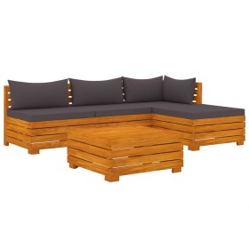 vidaXL 5-tlg. Garten-Lounge-Set mit Kissen Massivholz Akazie