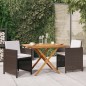 vidaXL 3-tlg. Garten-Essgruppe mit Kissen Braun vidaXL 3-tlg. Garten-Essgruppe mit Kissen Braun