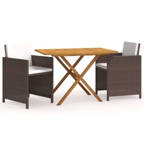 vidaXL 3-tlg. Garten-Essgruppe mit Kissen Braun