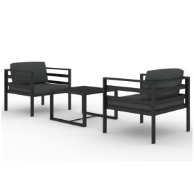 vidaXL 3-tlg. Garten-Lounge-Set mit Kissen Aluminium Anthrazit