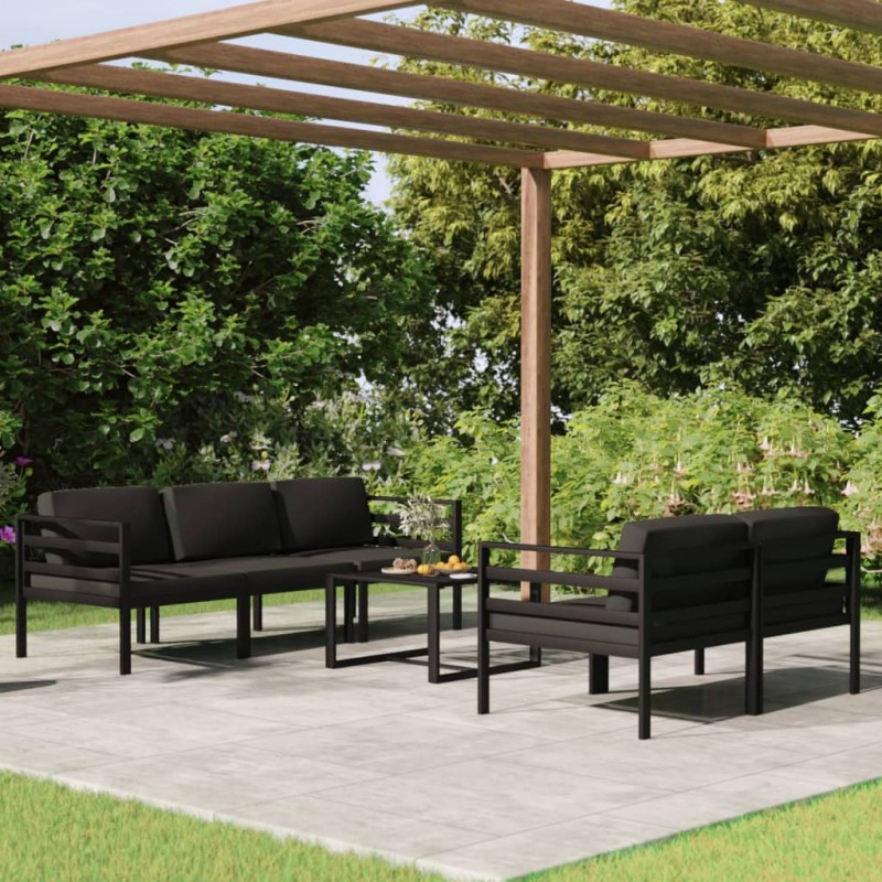 vidaXL 6-tlg. Garten-Lounge-Set mit Kissen Aluminium Anthrazit vidaXL 6-tlg. Garten-Lounge-Set mit Kissen Aluminium Anthrazit