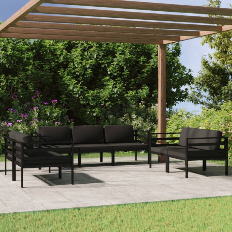 vidaXL 7-tlg. Garten-Lounge-Set mit Kissen Aluminium Anthrazit vidaXL 7-tlg. Garten-Lounge-Set mit Kissen Aluminium Anthrazit