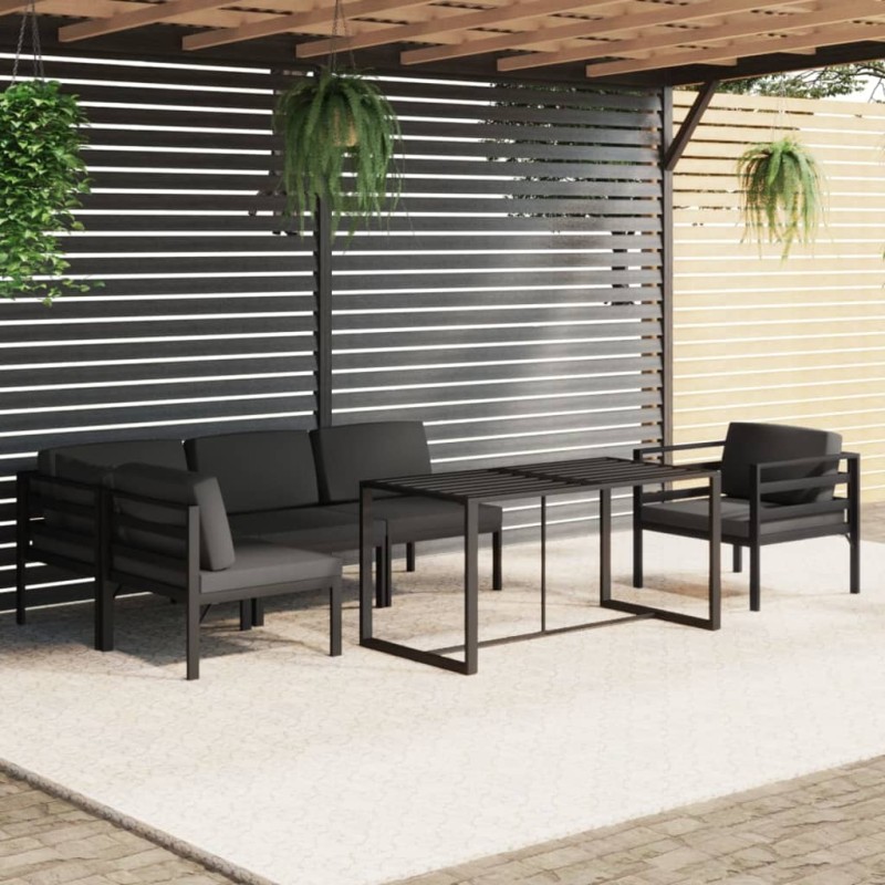 vidaXL 6-tlg. Garten-Lounge-Set mit Kissen Aluminium Anthrazit vidaXL 6-tlg. Garten-Lounge-Set mit Kissen Aluminium Anthrazit