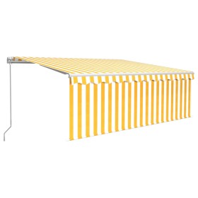 vidaXL Markise Manuell Einziehbar mit Rollo & LED 4x3 m Gelb & Weiß