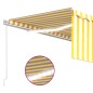vidaXL Markise Manuell Einziehbar mit Rollo & LED 4x3 m Gelb & Weiß vidaXL Markise Manuell Einziehbar mit Rollo & LED 4x3 m Gelb & Weiß