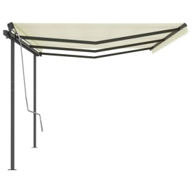 vidaXL Markise Manuell Einziehbar mit Pfosten 6x3 m Creme