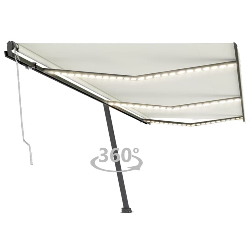 vidaXL Automatische Markise mit LED & Windsensor 600x300 cm Creme vidaXL Automatische Markise mit LED & Windsensor 600x300 cm Creme