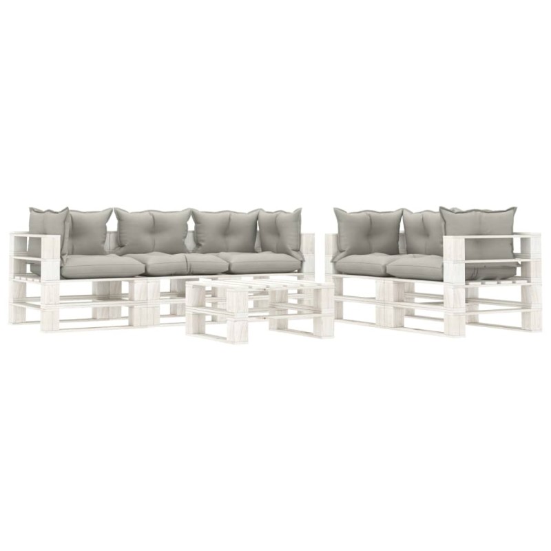 vidaXL 6-tlg. Garten-Lounge-Set Paletten mit Kissen in Taupe Holz vidaXL 6-tlg. Garten-Lounge-Set Paletten mit Kissen in Taupe Holz
