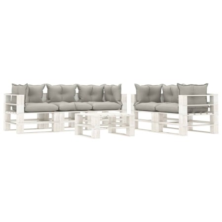 vidaXL 6-tlg. Garten-Lounge-Set Paletten mit Kissen in Taupe Holz