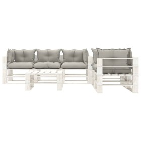 vidaXL 6-tlg. Garten-Lounge-Set Paletten mit Kissen in Taupe Holz