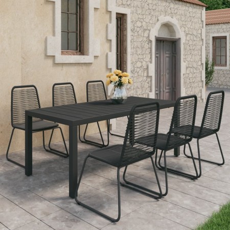 vidaXL 7-tlg. Garten-Essgruppe PVC Rattan Schwarz