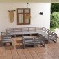 vidaXL 13-tlg. Garten-Lounge-Set Grau Kiefer Massivholz vidaXL 13-tlg. Garten-Lounge-Set Grau Kiefer Massivholz
