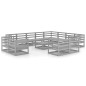 vidaXL 13-tlg. Garten-Lounge-Set Grau Kiefer Massivholz vidaXL 13-tlg. Garten-Lounge-Set Grau Kiefer Massivholz