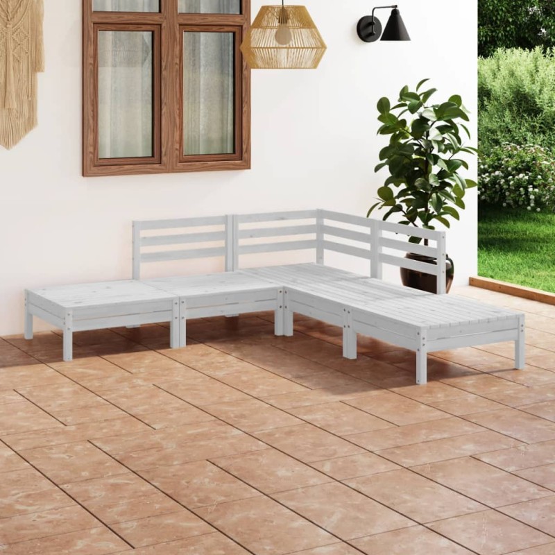 vidaXL 5-tlg. Garten-Lounge-Set Massivholz Kiefer Weiß vidaXL 5-tlg. Garten-Lounge-Set Massivholz Kiefer Weiß