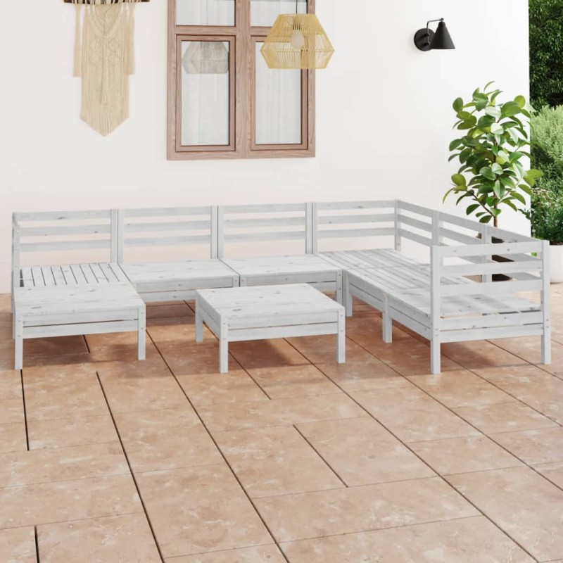 vidaXL 8-tlg. Garten-Lounge-Set Massivholz Kiefer Weiß vidaXL 8-tlg. Garten-Lounge-Set Massivholz Kiefer Weiß