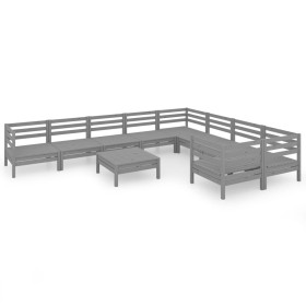 vidaXL 10-tlg. Garten-Lounge-Set Grau Massivholz Kiefer