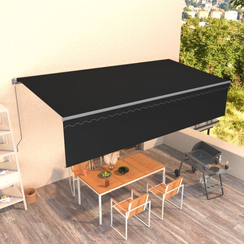 vidaXL Markise Manuell Einziehbar mit Rollo 6x3 m Anthrazit vidaXL Markise Manuell Einziehbar mit Rollo 6x3 m Anthrazit