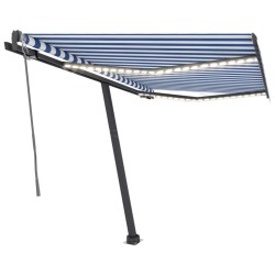 Automatische Markise mit LED & Windsensor 300x250 cm Blau Weiß