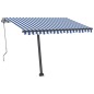 Automatische Markise mit LED & Windsensor 300x250 cm Blau Weiß Automatische Markise mit LED & Windsensor 300x250 cm Blau Weiß