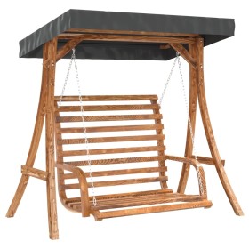 vidaXL Hollywoodschaukel mit Dach Massivholz Fichte mit Teak-Finish